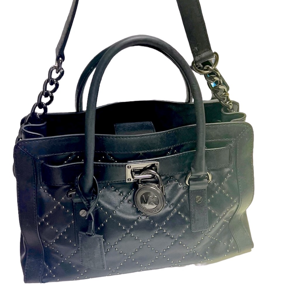 - Michael Kors Hamilton satchel with optional chain and leather strap lock/ key
